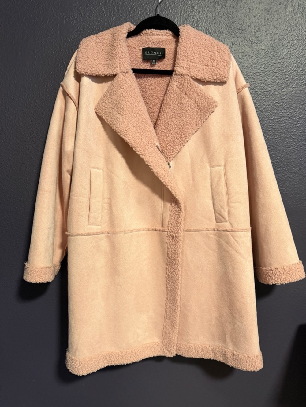 Eloquii Blush Pink Suede Teddy Jacket
